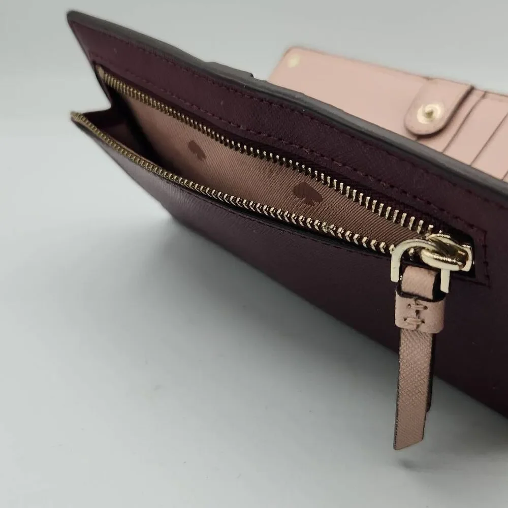 Kate Spade New York Cameron Wallet Lrg. Colorblock Slim Bifold Gold Zip $119
